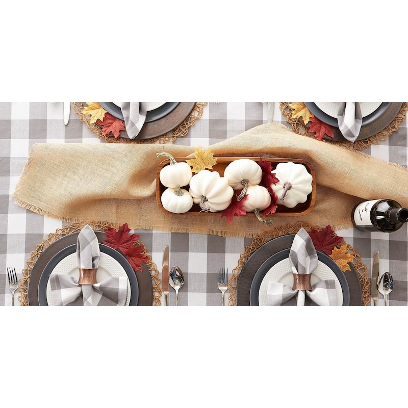 DII Gray & White Buffalo Check Tablecloth
