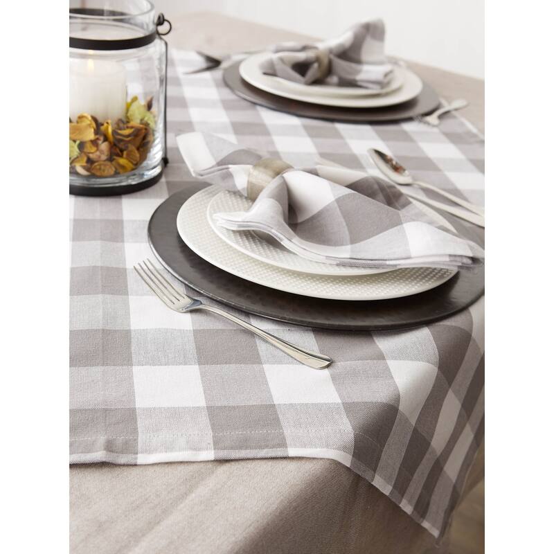 DII Gray & White Buffalo Check Tablecloth