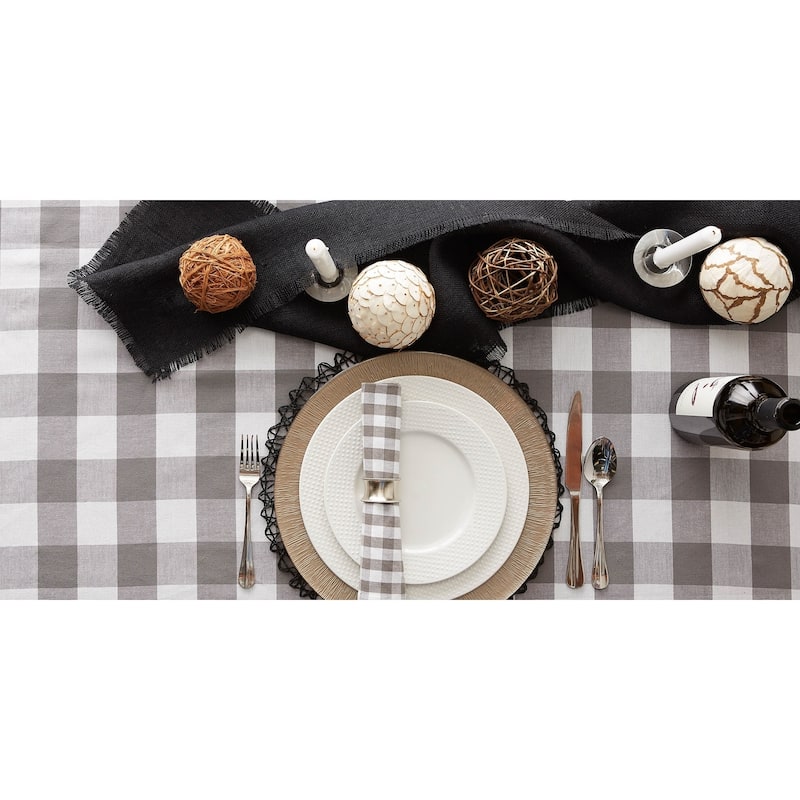 DII Gray & White Buffalo Check Tablecloth