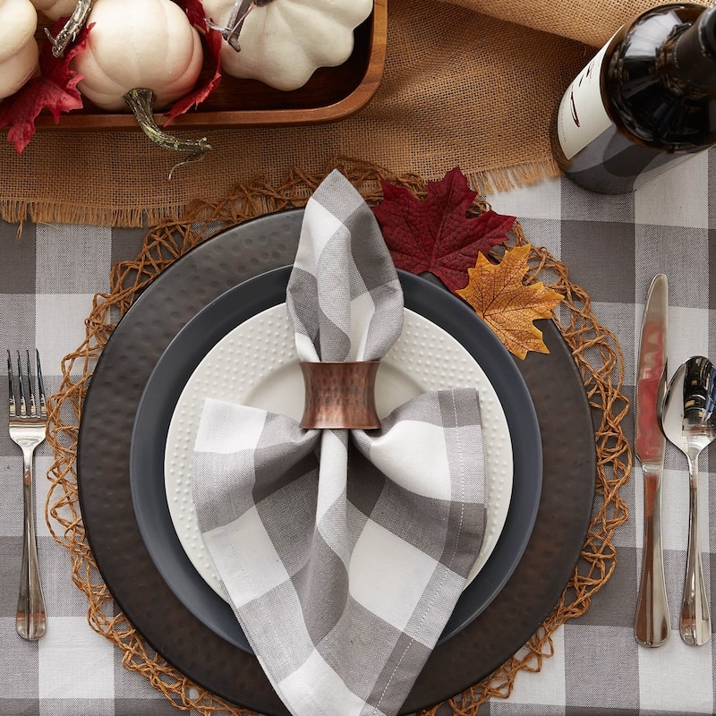 DII Gray & White Buffalo Check Tablecloth