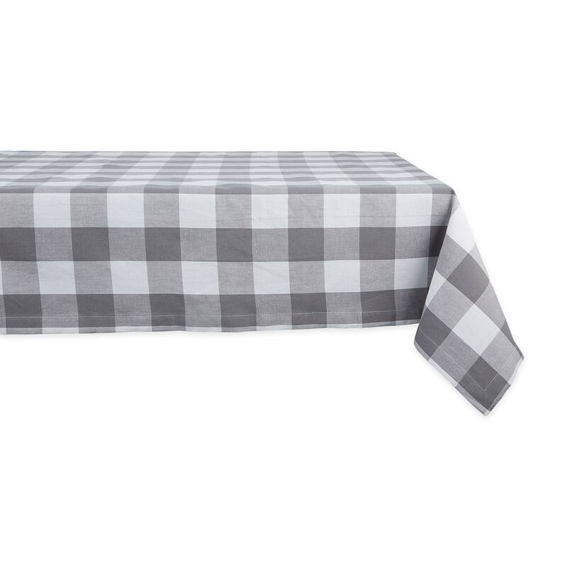 DII Gray & White Buffalo Check Tablecloth