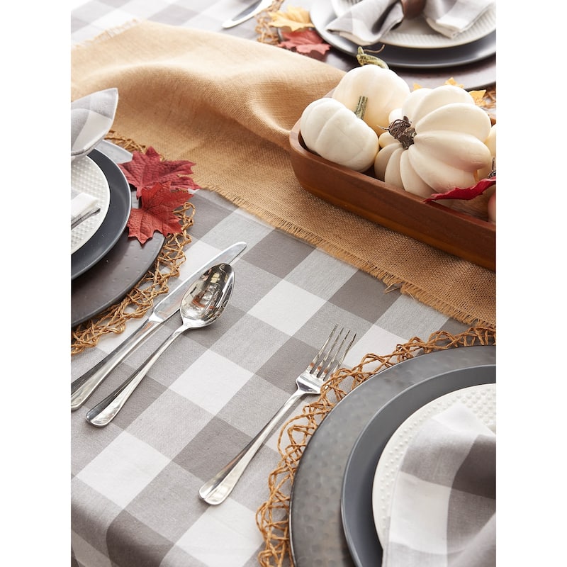 DII Gray & White Buffalo Check Tablecloth