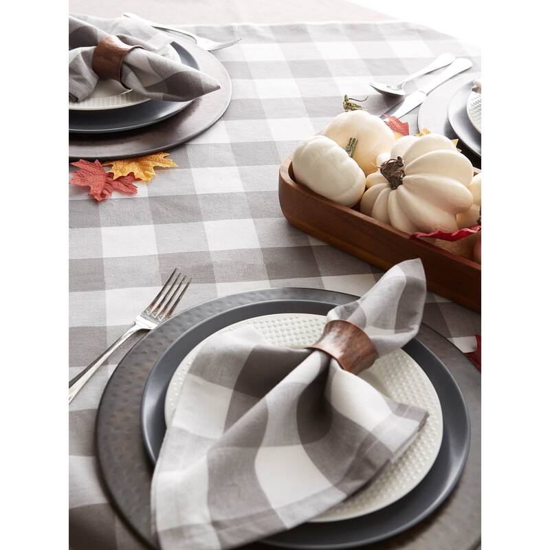 DII Gray & White Buffalo Check Tablecloth