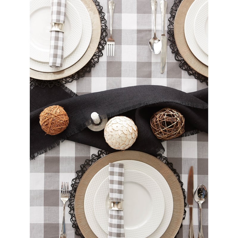 DII Gray & White Buffalo Check Tablecloth