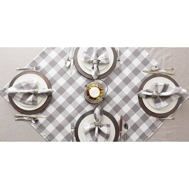 DII Gray & White Buffalo Check Tablecloth