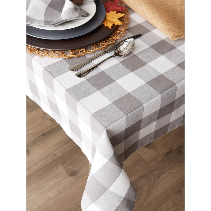 DII Gray & White Buffalo Check Tablecloth