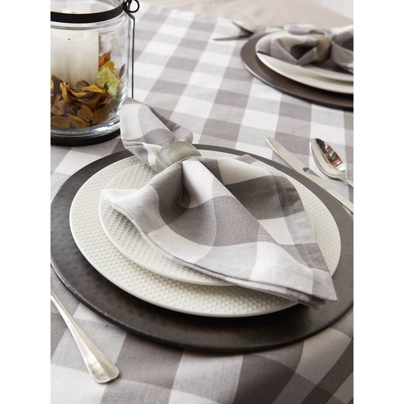 DII Gray & White Buffalo Check Tablecloth
