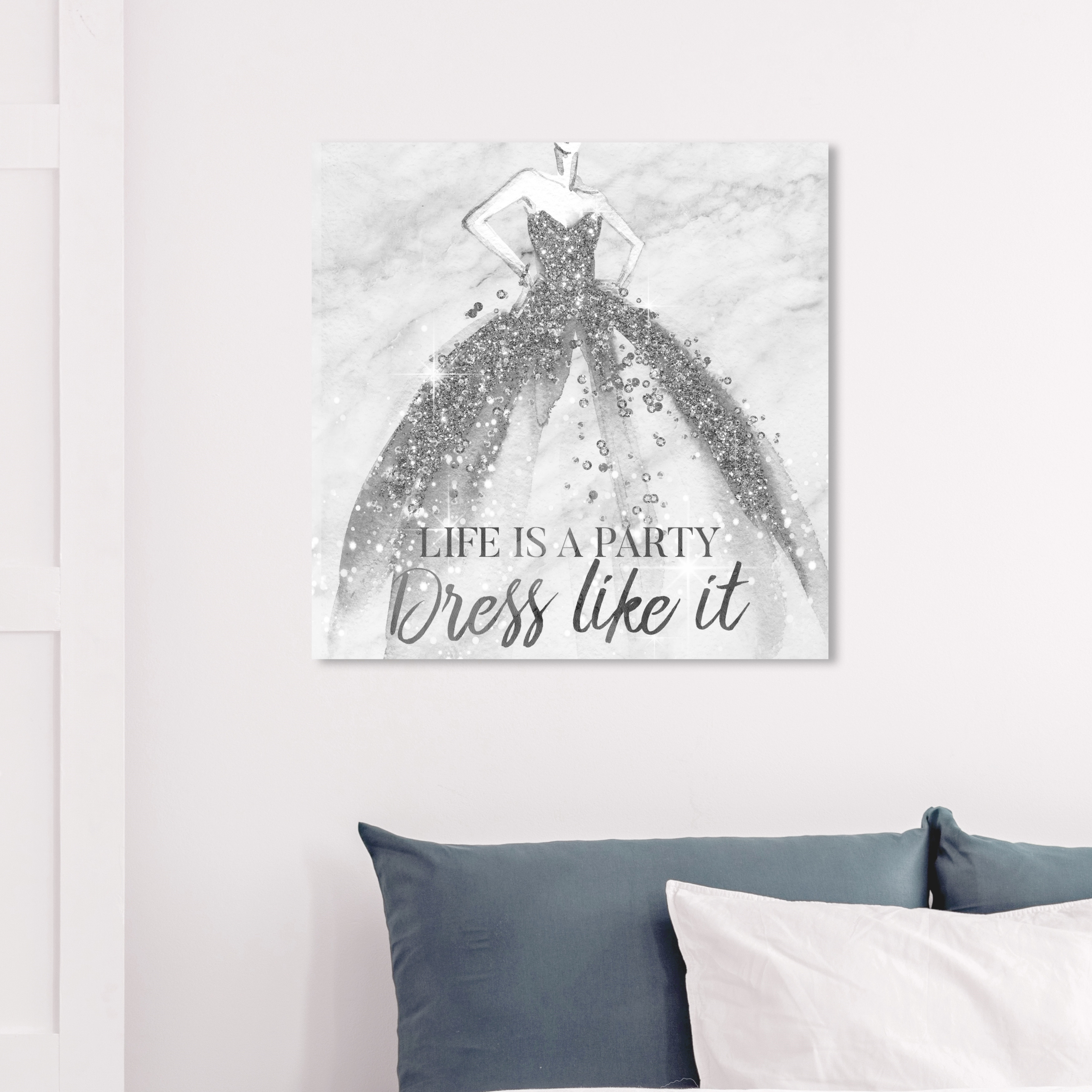 Wynwood Studio 'Life is a Party Silver' Fashion and Glam Wall Art Canvas  Print - Gray, White - Bed Bath & Beyond - 29227459