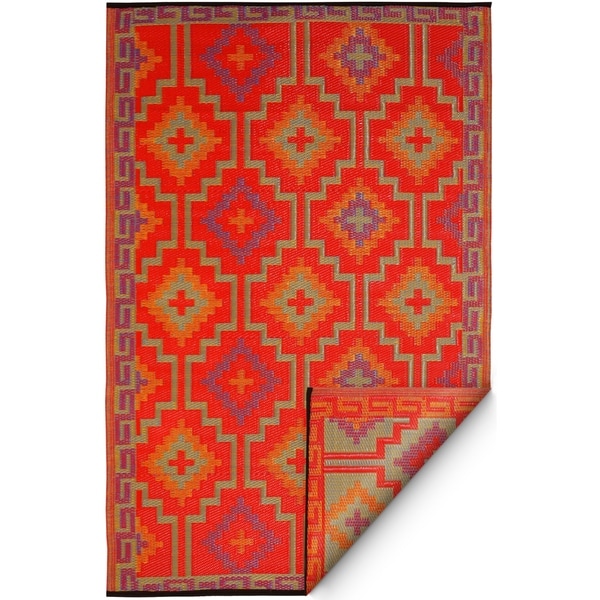 Handmade Lhasa Orange and Violet Runner (India) - 2' x 6' Runner