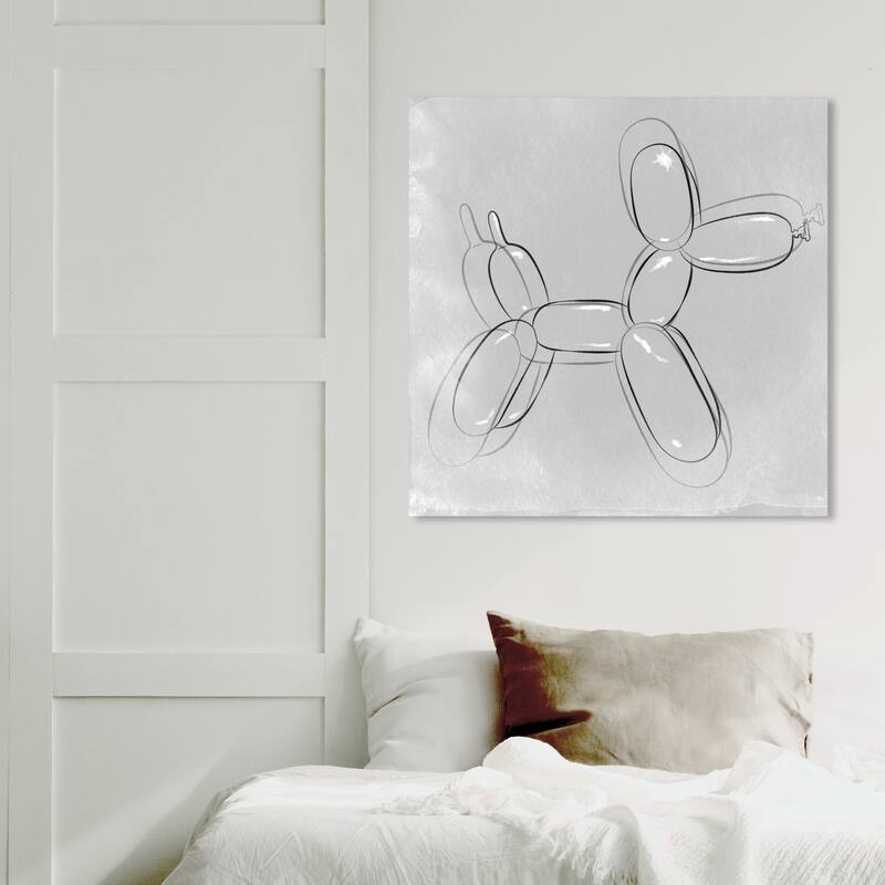 Wynwood Studio 'Balloon Dog Minimal ' Animals Wall Art Canvas Print - Gray, Black