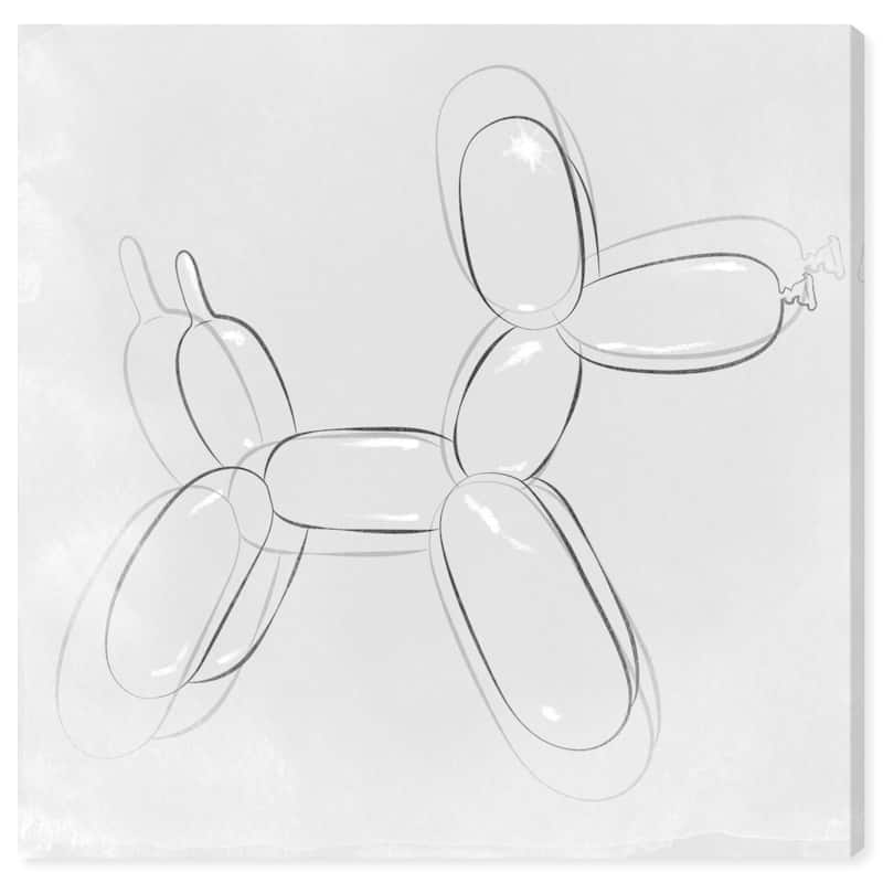 Wynwood Studio 'Balloon Dog Minimal ' Animals Wall Art Canvas Print - Gray, Black