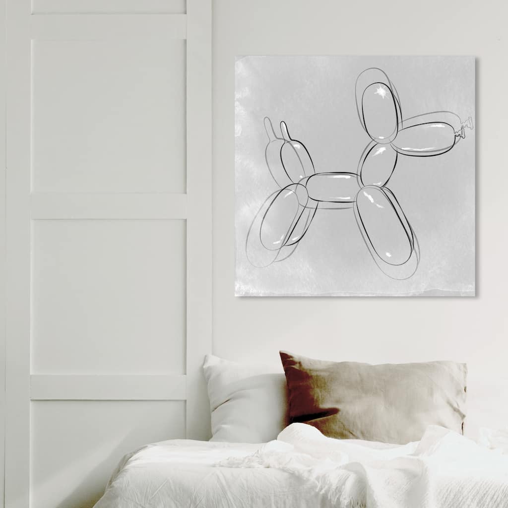 Wynwood Studio 'Balloon Dog Minimal ' Animals Wall Art Canvas Print - Gray, Black