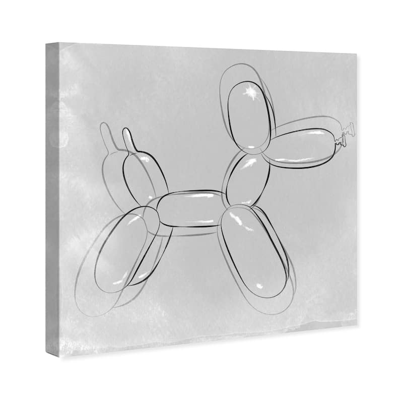 Wynwood Studio 'Balloon Dog Minimal ' Animals Wall Art Canvas Print - Gray, Black