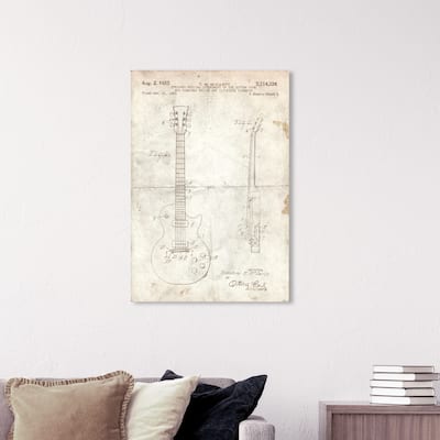 Wynwood Studio 'Gibson Les Paul Guitar 1955 Parchment' Wall Art Canvas