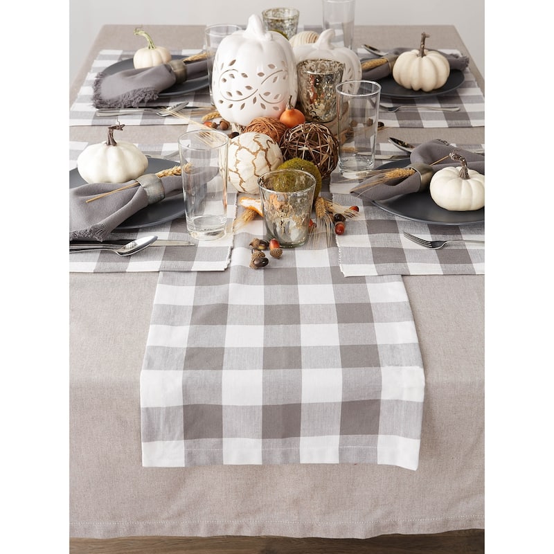 DII Gray & White Buffalo Check Ribbed Placemat Set/6