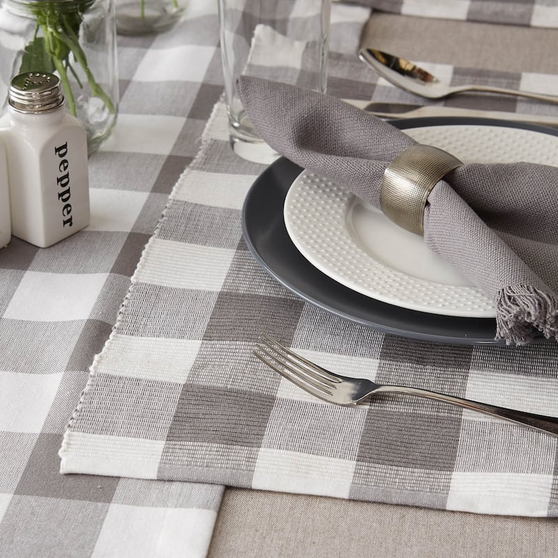 DII Gray & White Buffalo Check Ribbed Placemat Set/6