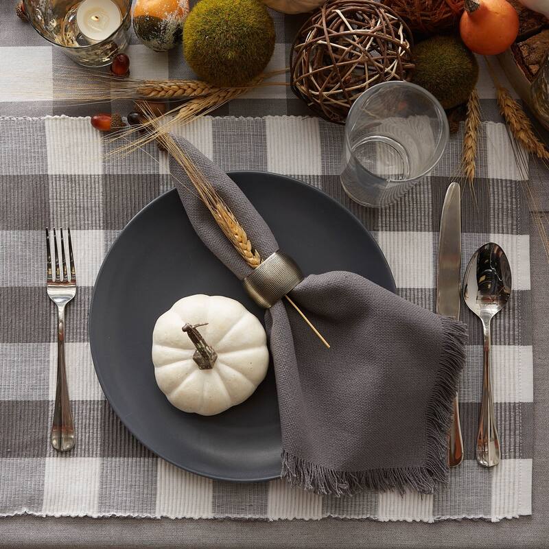 DII Gray & White Buffalo Check Ribbed Placemat Set/6
