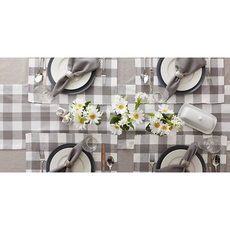 DII Gray & White Buffalo Check Ribbed Placemat Set/6