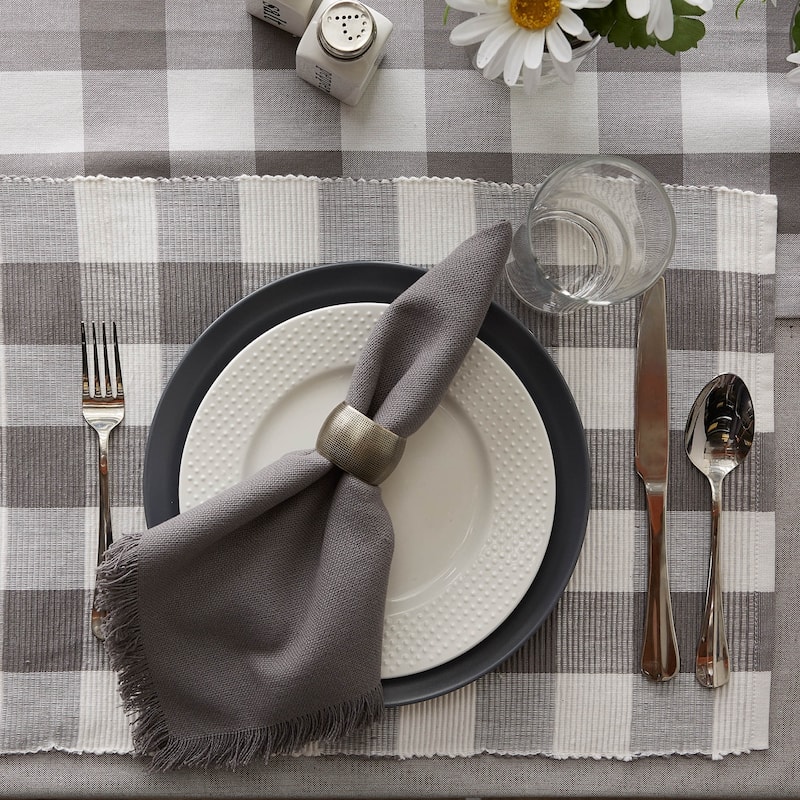DII Gray & White Buffalo Check Ribbed Placemat Set/6