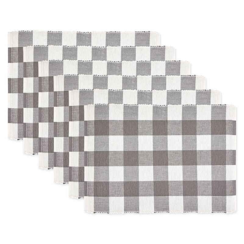 DII Gray & White Buffalo Check Ribbed Placemat Set/6 - Set of 6