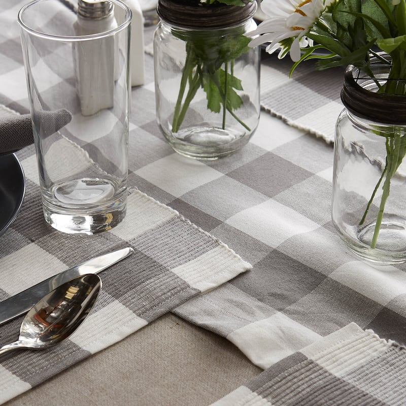 DII Gray & White Buffalo Check Ribbed Placemat Set/6