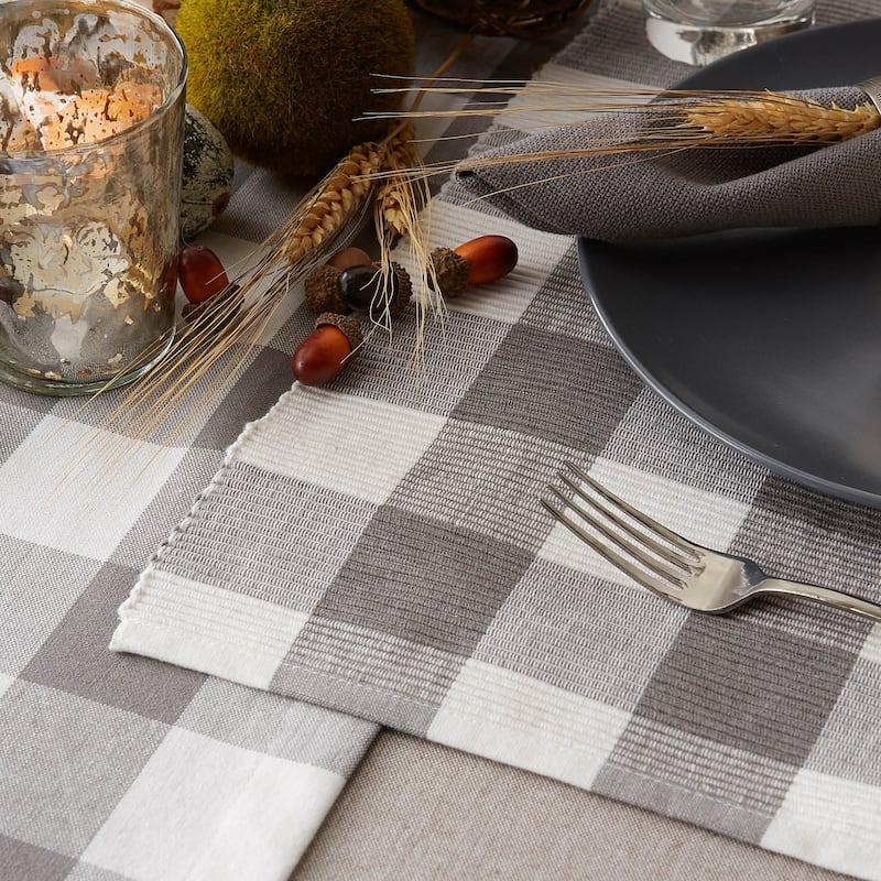 DII Gray & White Buffalo Check Ribbed Placemat Set/6