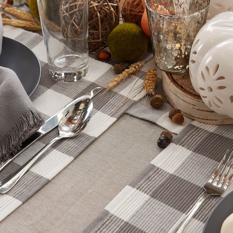DII Gray & White Buffalo Check Ribbed Placemat Set/6