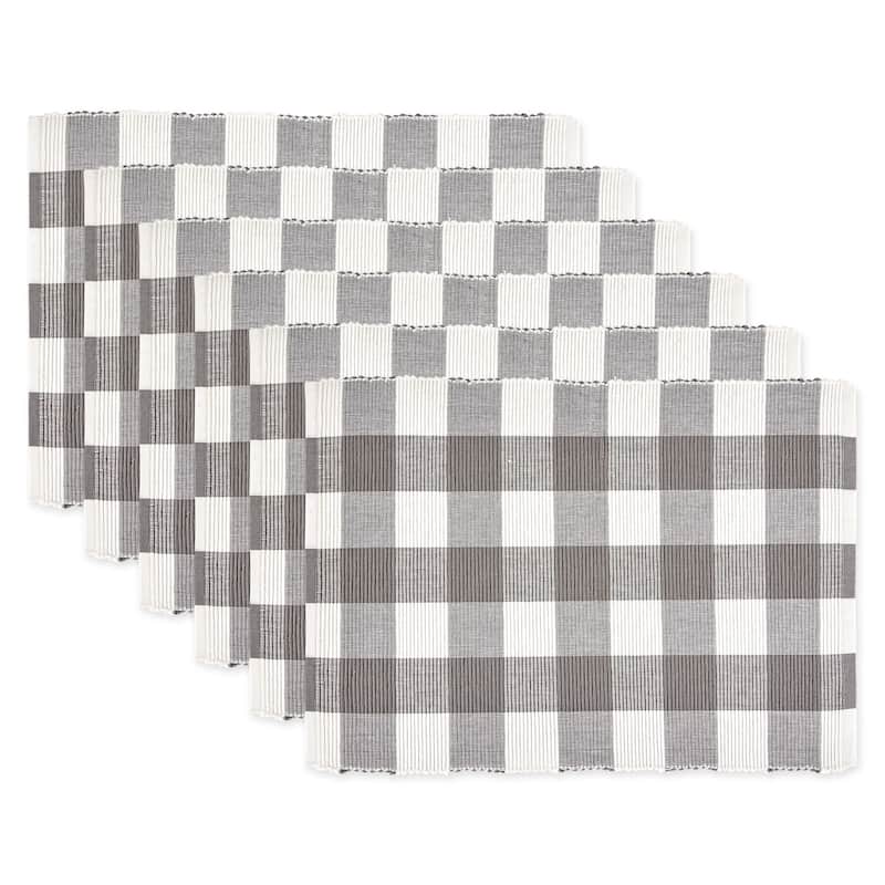 DII Gray & White Buffalo Check Ribbed Placemat Set/6
