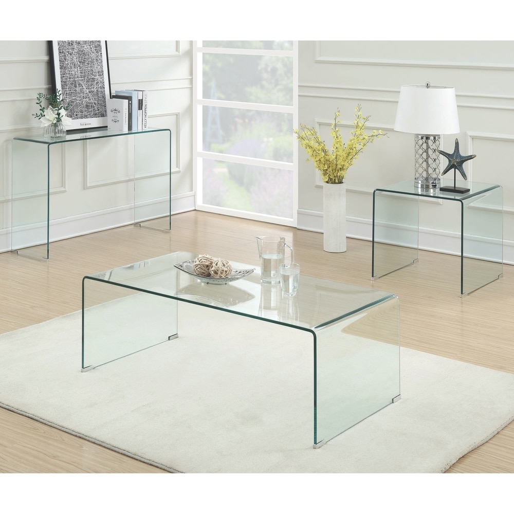 A Line Furniture Contemporary Modern Glass Living Room Table Collection 1 End Table 1 Coffee Table 1 Sofa Table From Overstock Com Daily Mail