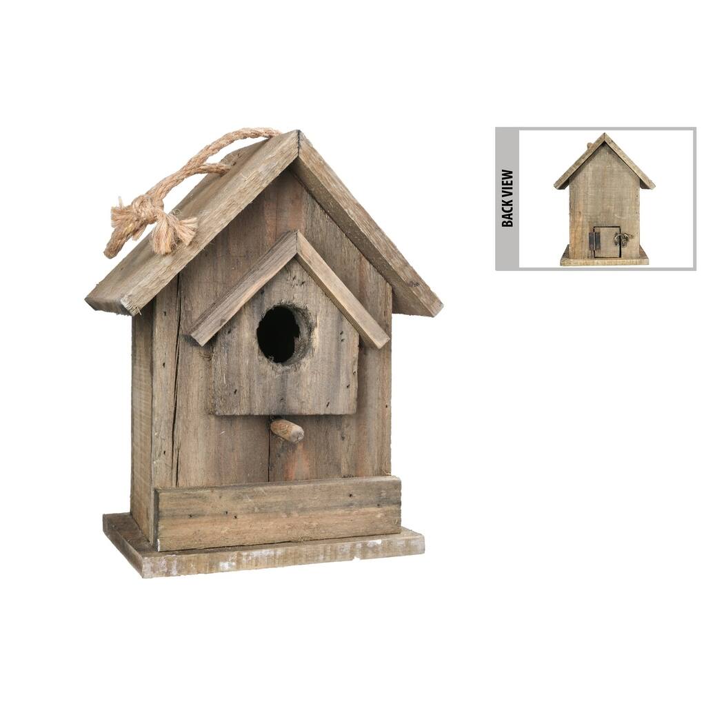 UTC35155: Wood Rectangle Bird House with Top Rope Hanger and Back Door ...