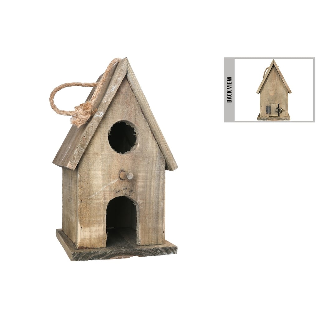 UTC35154: Wood Rectangle Bird House with Top Rope Hanger, Double Front ...