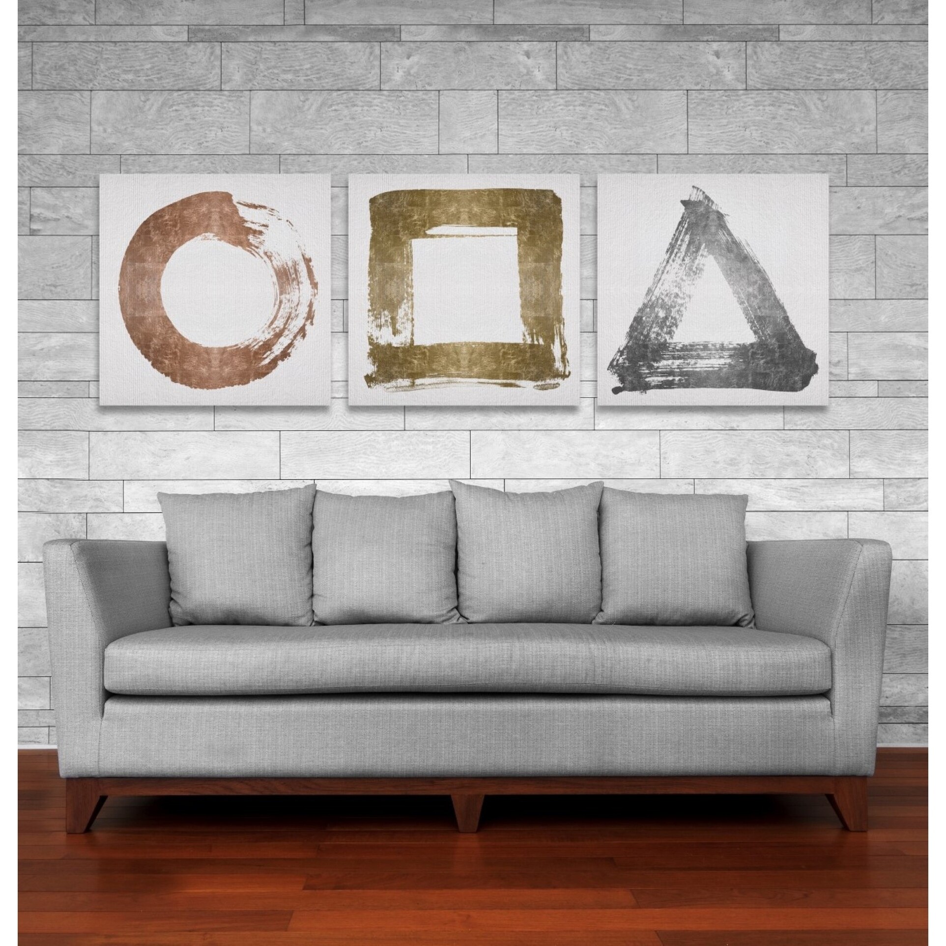 Shop Oliver Gal Whole Set Of 3 Abstract Wall Art Canvas Prints Gray Gold 20 X 20 X 3 Panels On Sale Overstock 29230434