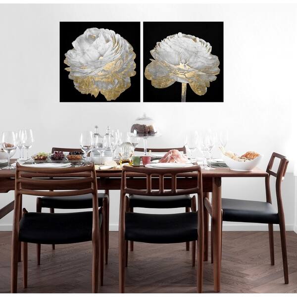 slide 2 of 2, Oliver Gal 'SET Florals I and II Set'' Floral and Botanical Wall Art Canvas Prints - Black, Gold