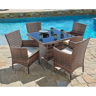 Navi 5-piece Outdoor Wicker Square Dining Table Set by Havenside Home