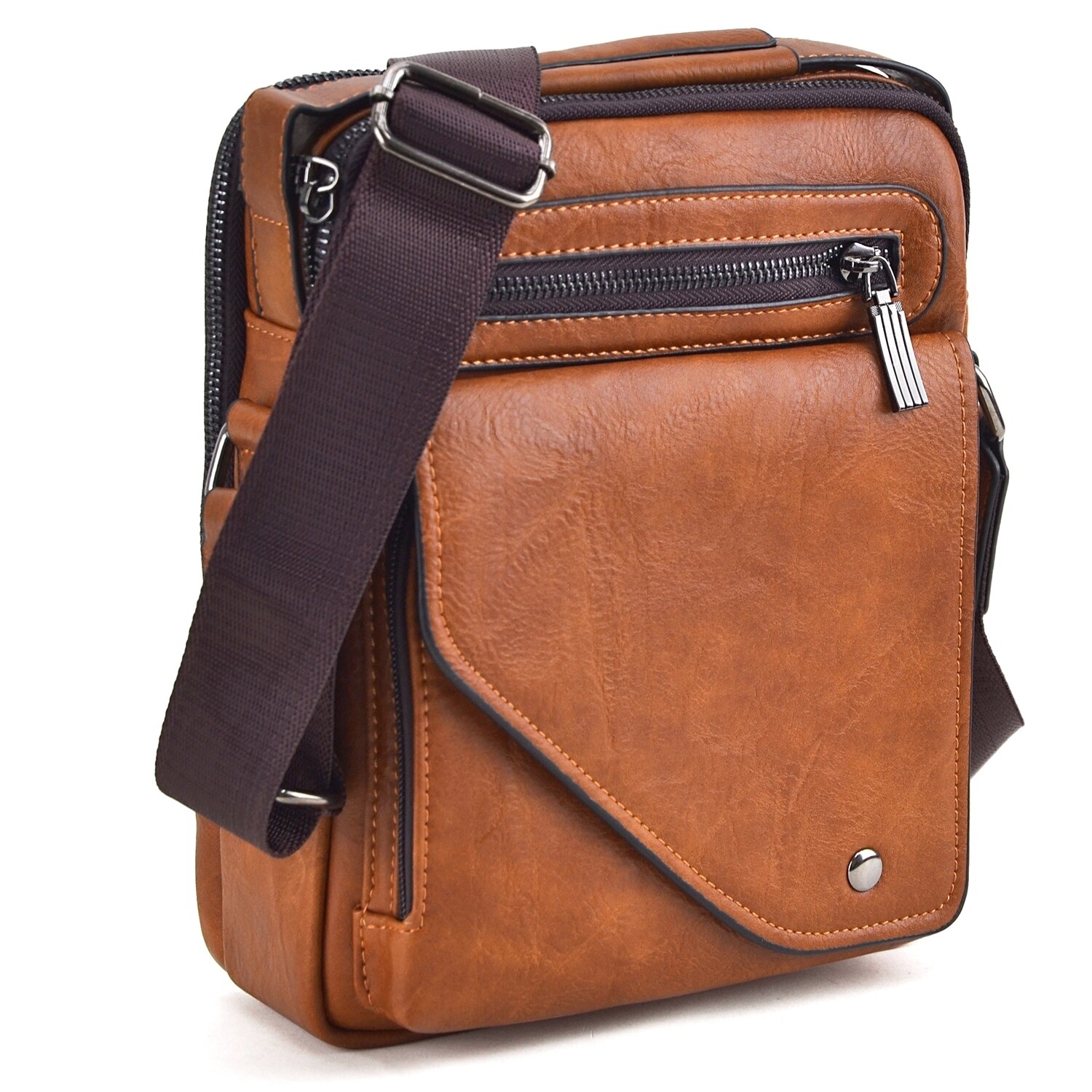 faux leather messenger bag mens