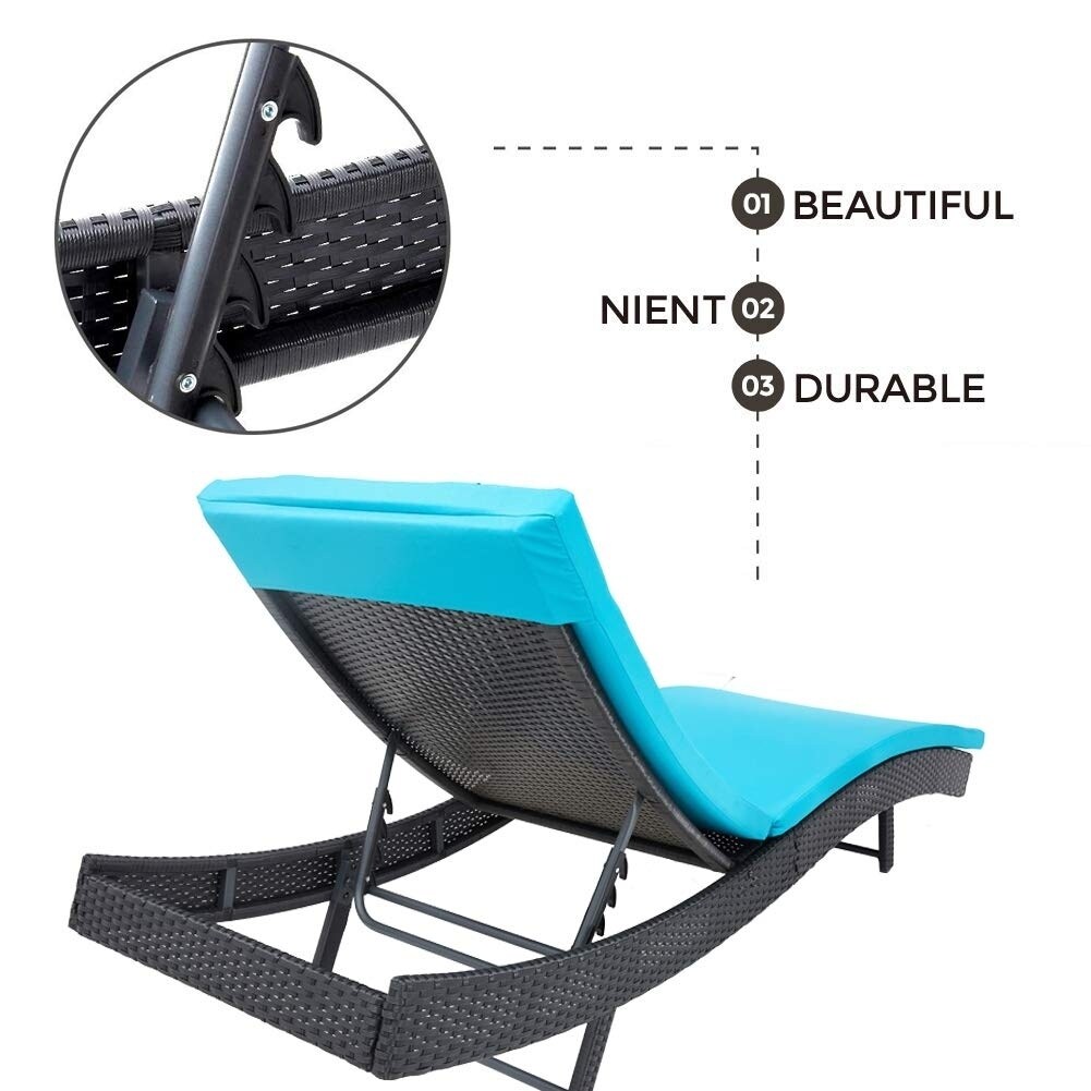 suncrown wicker outdoor adjustable chaise lounge chair