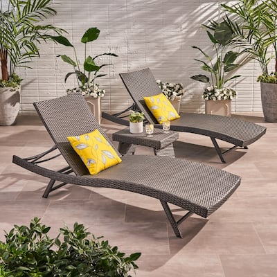 Kauai Outdoor 3 Piece Wicker Chaise Lounge Set by Christopher Knight home