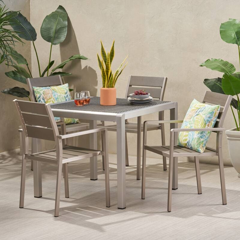 Cape Coral Modern Aluminum 5-piece Dining Set by Christopher Knight Home