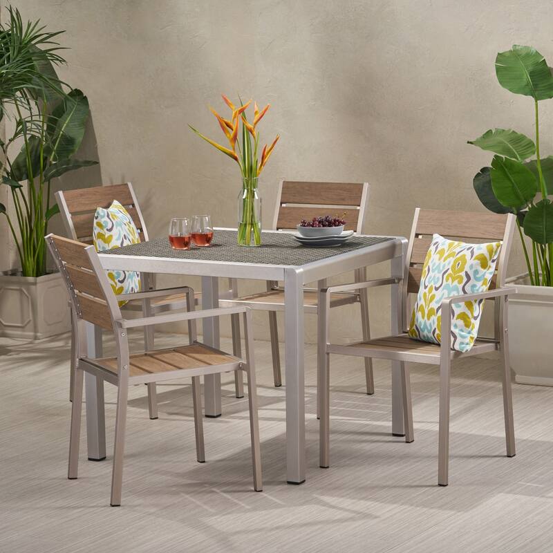 Cape Coral Modern Aluminum 5-piece Dining Set by Christopher Knight Home
