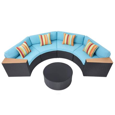 Solaura Outdoor 5-piece Half-Moon Crescent Sectional Sofa Set