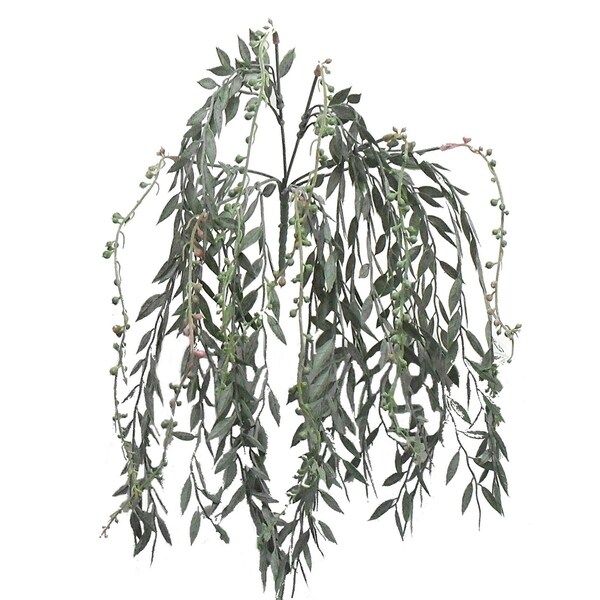 19" Plastic hanging grass with flower buds