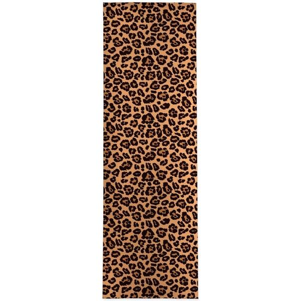slide 2 of 7, LEOPARD PRINT NATURAL Area Rug by Kavka Designs 2.6'x8' RUNNER - N/A