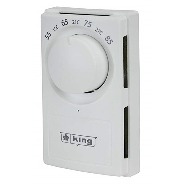 King Electric K600S 240/277V Double Pole Line Voltage Thermostat, White