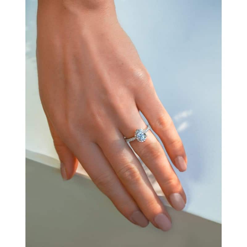 Annello by Kobelli 14k Gold 2 1/2ct TGW Oval Moissanite and Diamond Tulip Head Engagement Ring (GH/VS, GH/I)