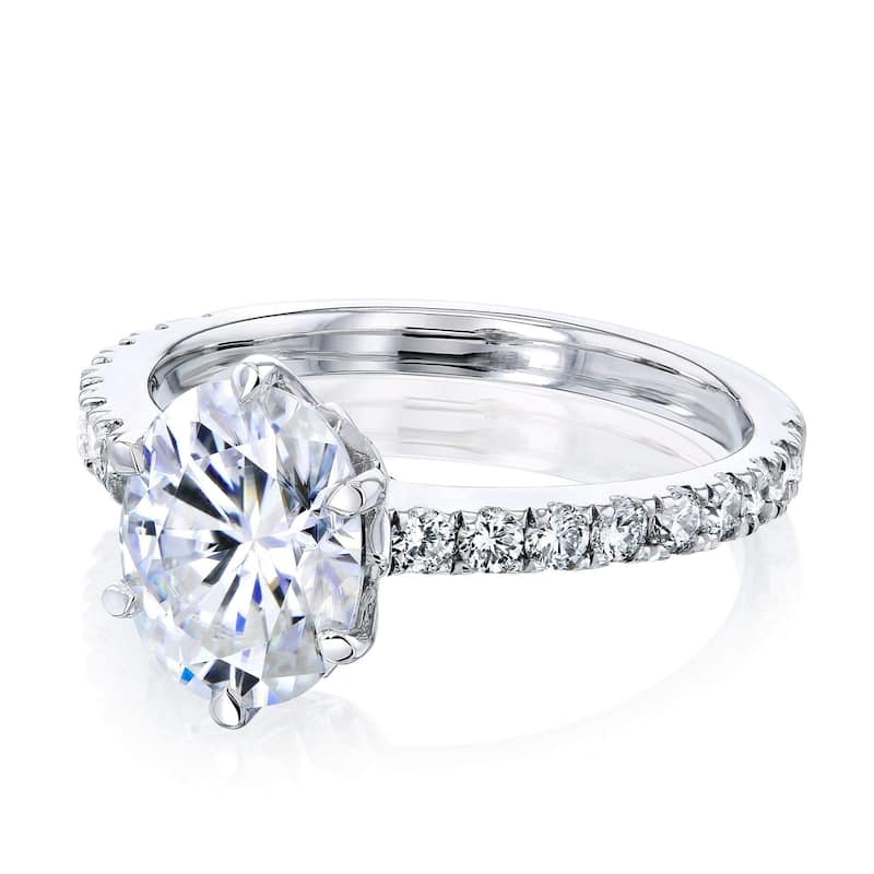 Annello by Kobelli 14k Gold 2 1/2ct TGW Oval Moissanite and Diamond Tulip Head Engagement Ring (GH/VS, GH/I) - 4 - White