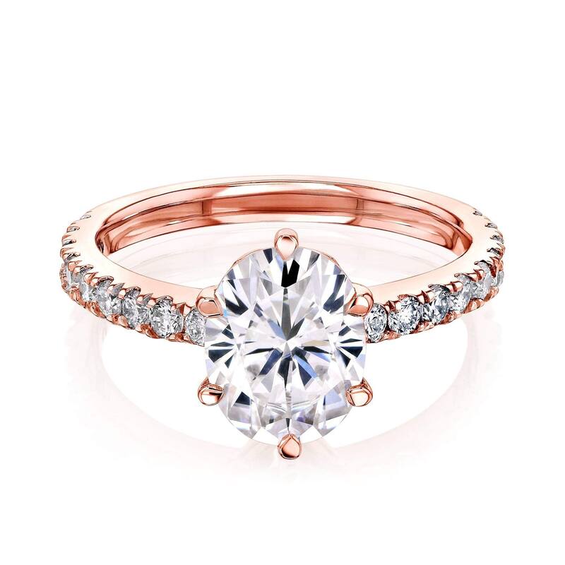 Annello by Kobelli 14k Gold 2 1/2ct TGW Oval Moissanite and Diamond Tulip Head Engagement Ring (GH/VS, GH/I)