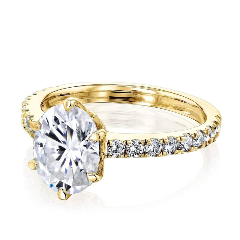 Annello by Kobelli 14k Gold 2 1/2ct TGW Oval Moissanite and Diamond Tulip Head Engagement Ring (GH/VS, GH/I)