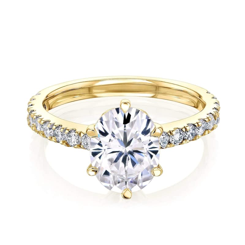 Annello by Kobelli 14k Gold 2 1/2ct TGW Oval Forever One Moissanite and Diamond Tulip Head Engagement Ring (DEF/VS, GH/I)