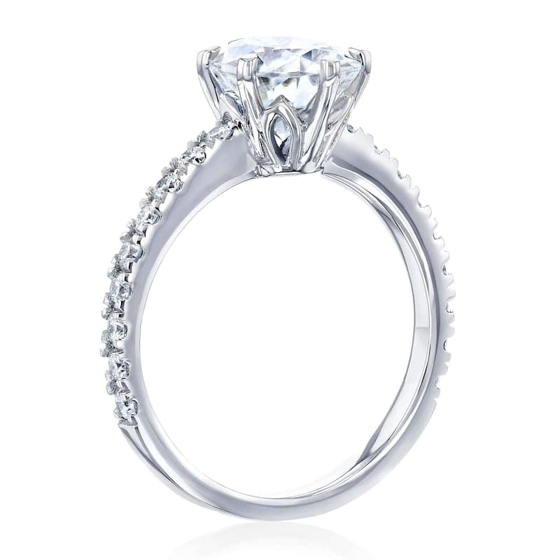 Annello by Kobelli 14k Gold 2 1/2ct TGW Oval Forever One Moissanite and Diamond Tulip Head Engagement Ring (DEF/VS, GH/I)