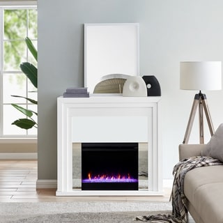 SEI Furniture Modern White Wood Color Changing LED Fireplace